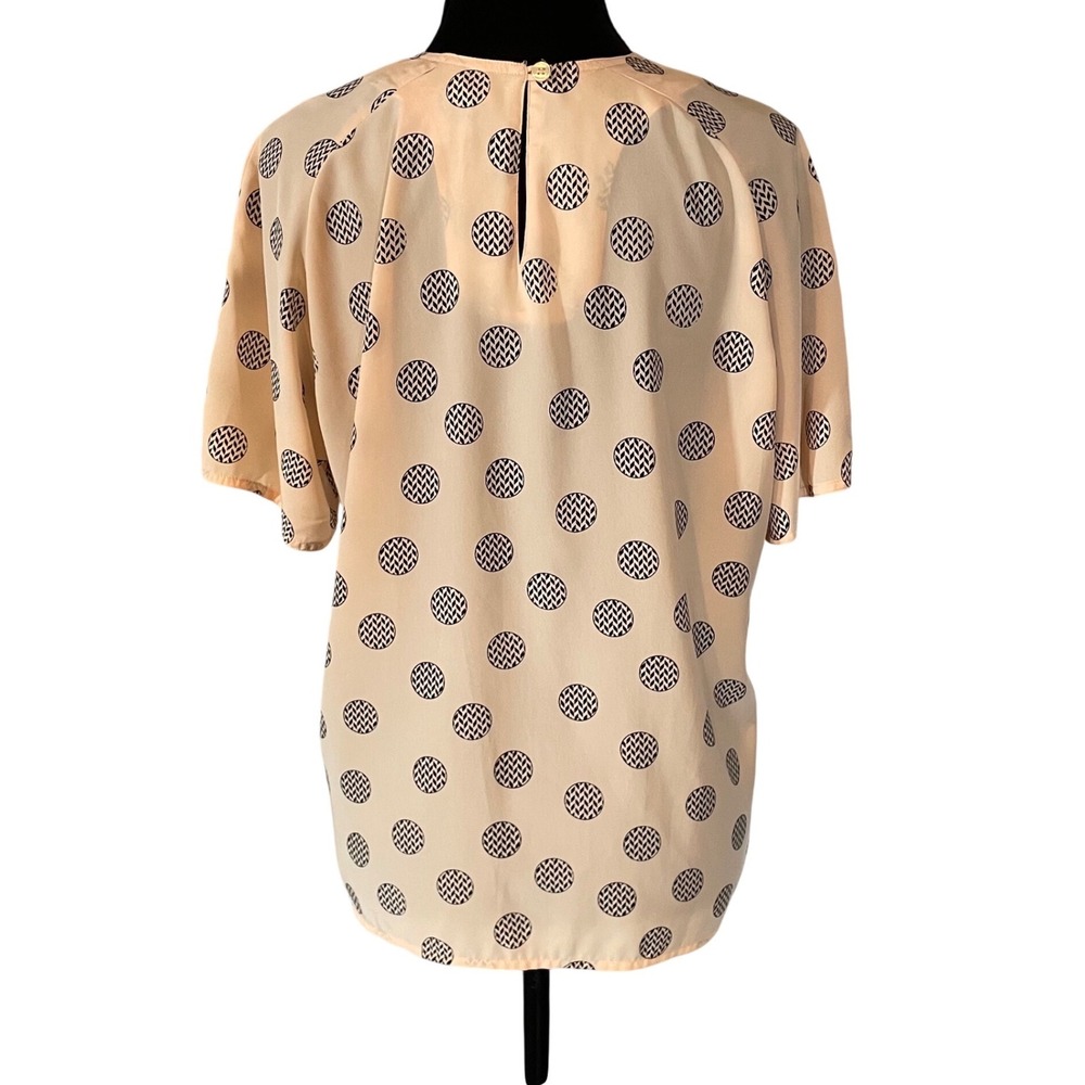 Tess Paris Milano Womens Polka Dot Blouse Size 4 Peach Short Sleeve Buttery Soft - Picture 2 of 5